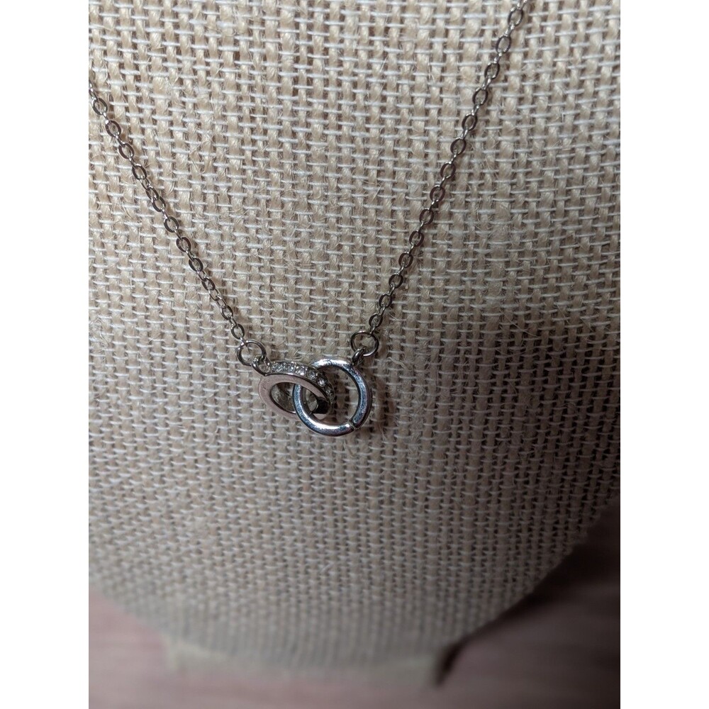 Valentine's Gift Interlocking Circle Necklace Sil… - image 3